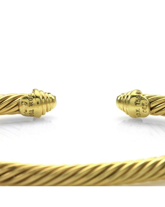 Two Tone Diamond Fluted Bracelet in 14K Yellow & White Gold